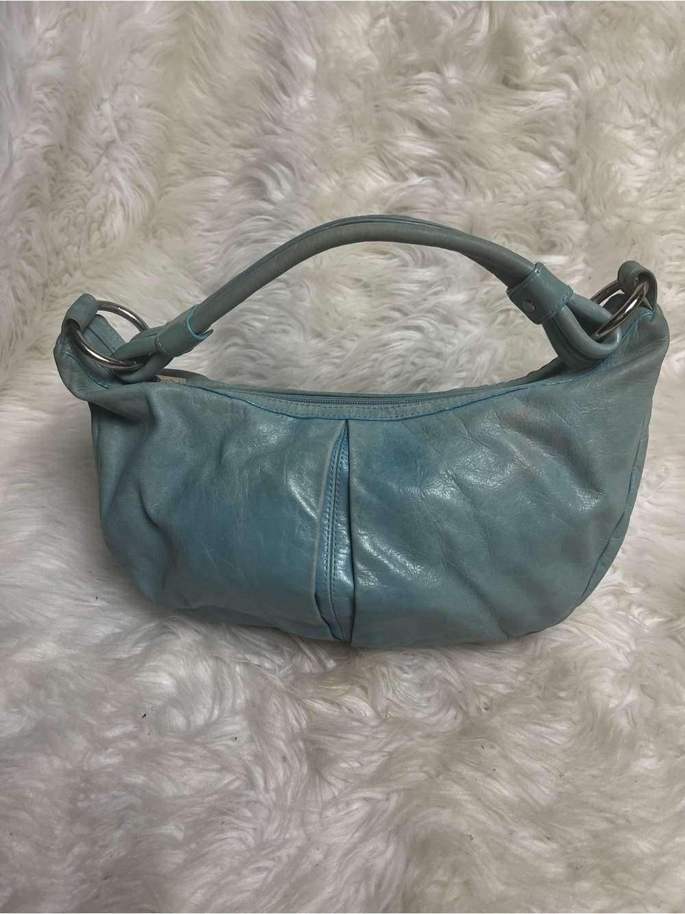 Hobo International leather faded Blue  small Shoulder Bag silver tone hardwares